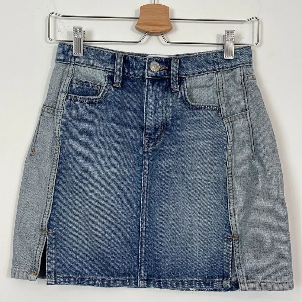 Current/Elliott Reversed Mashed Mini Denim Skirt Size 25